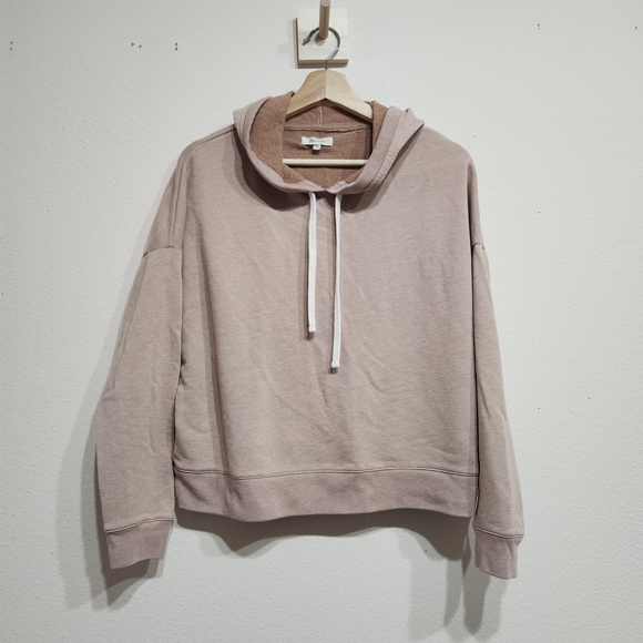 Madewell Tops - Madewell Cozy Crop Light Pink Hoodie Sweatshirt